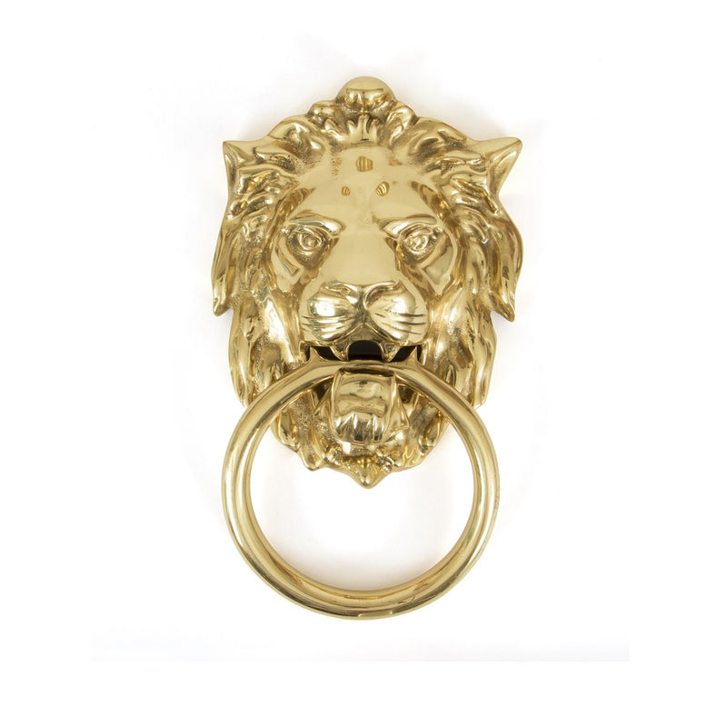 From The Anvil Lion's Head Door Knocker - Polished Brass