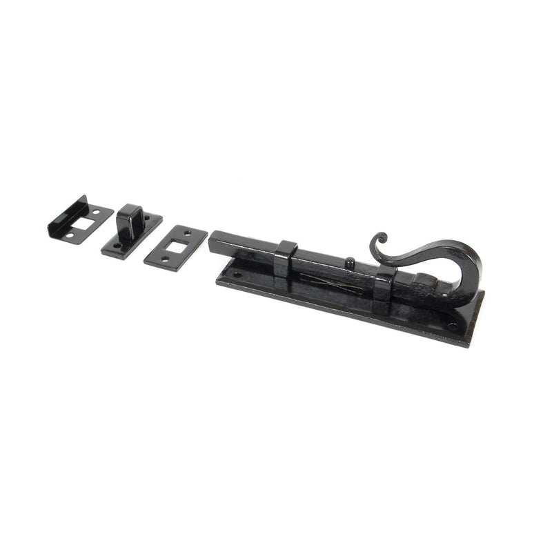 From The Anvil Shepherd's Crook Door Bolt - 6" - Black