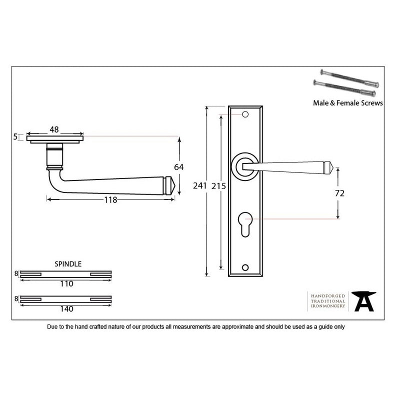 From The Anvil Avon Large Euro Handles - Pewter