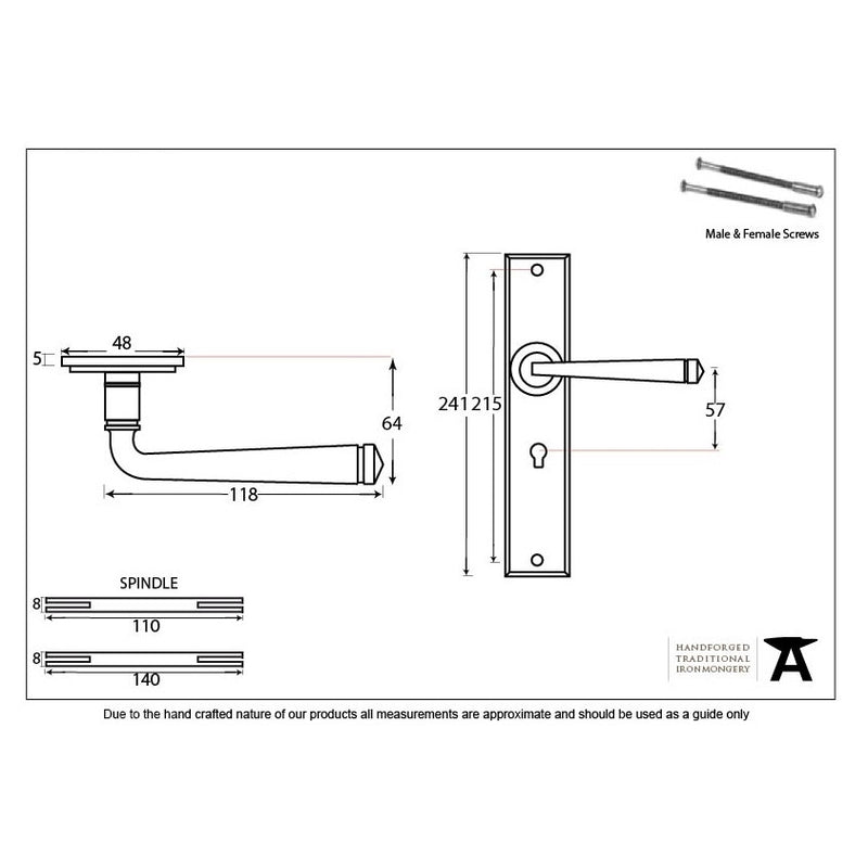 From The Anvil Avon Large Lock Handles - Pewter