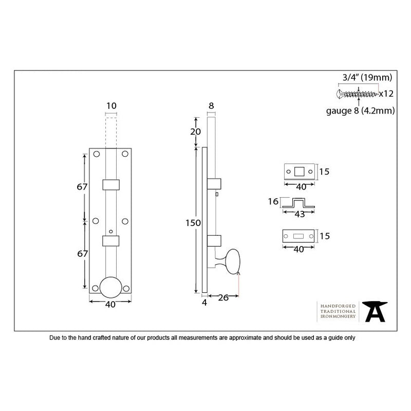 From The Anvil Universal Bolt - 6" - Polished Chrome