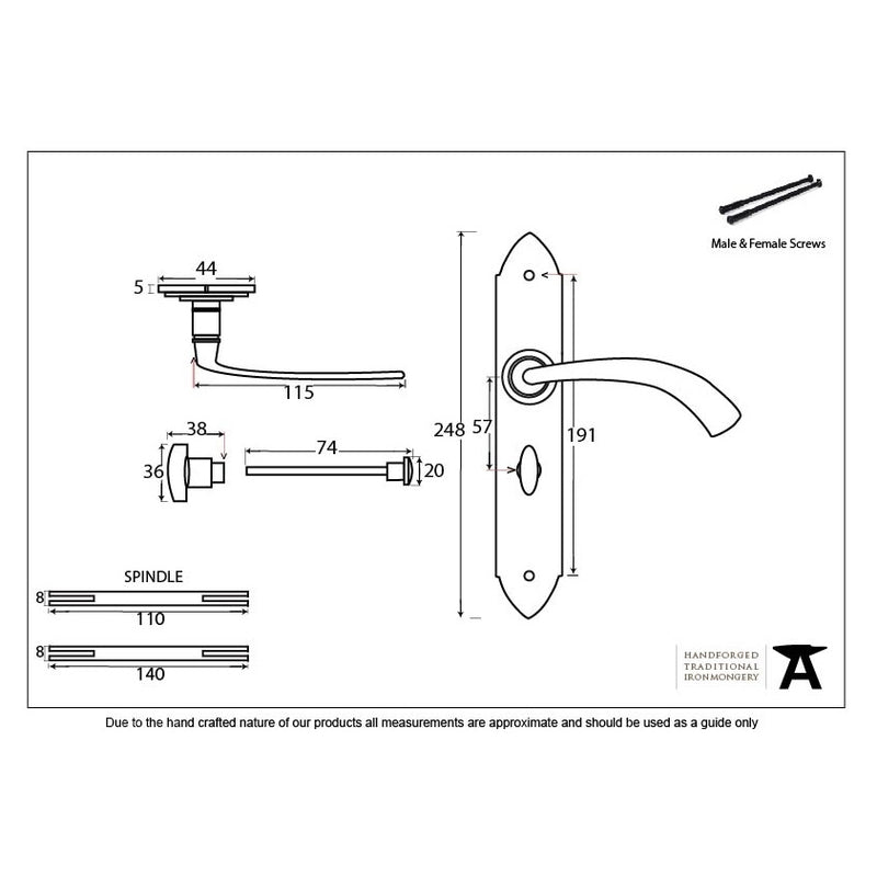 From The Anvil Gothic Curved Bathroom Handles - Black