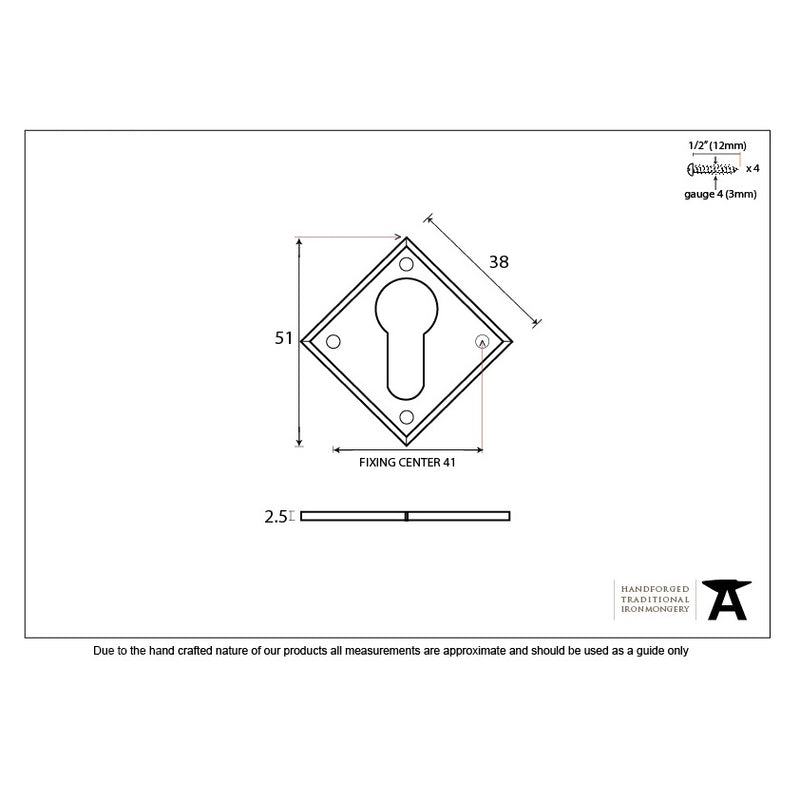 From The Anvil Diamond Euro Profile Escutcheon - Black