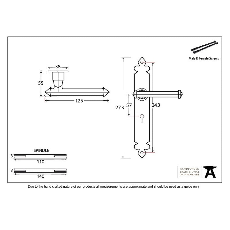 From The Anvil Tudor Lock Handles - Black