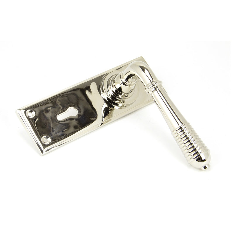 From The Anvil Reeded Lock Handles - Polished Nickel