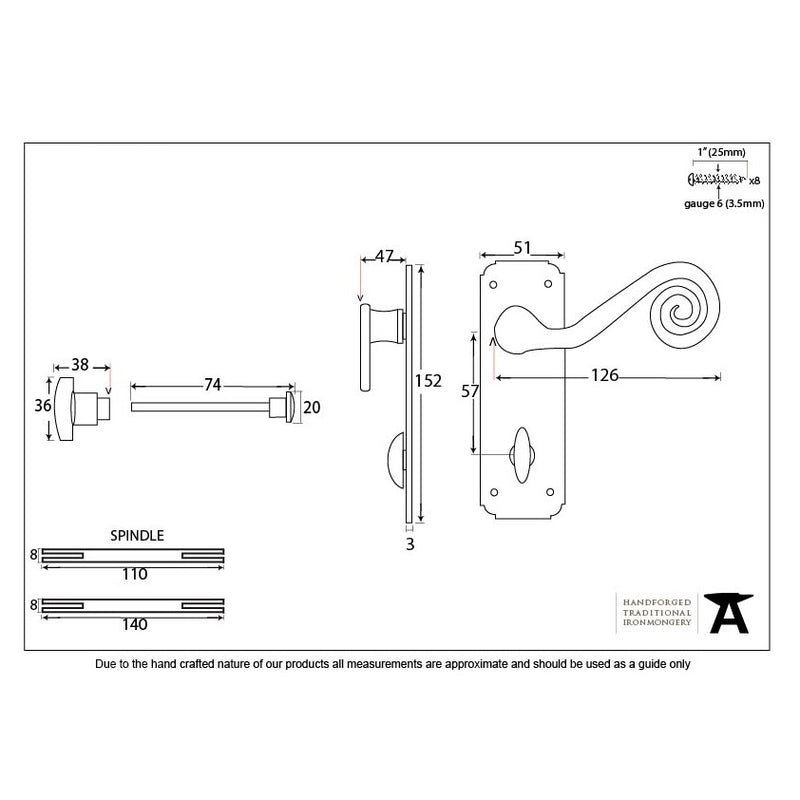 From The Anvil Monkeytail Bathroom Handles - Pewter