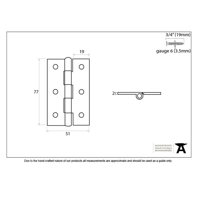 From The Anvil 3" Butt Hinges (pair) - Pewter