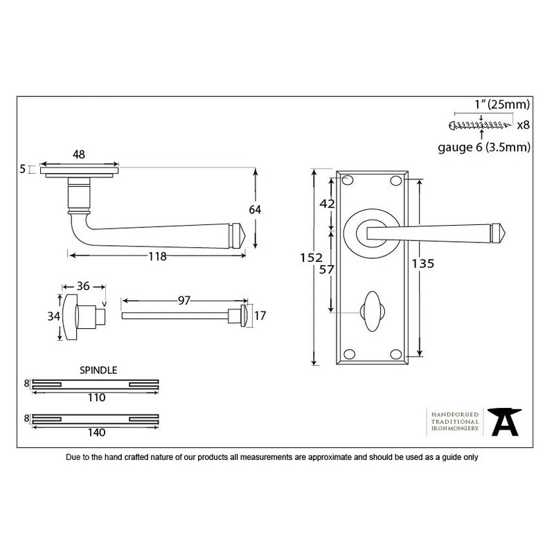 From The Anvil Avon Bathroom Handles - Pewter