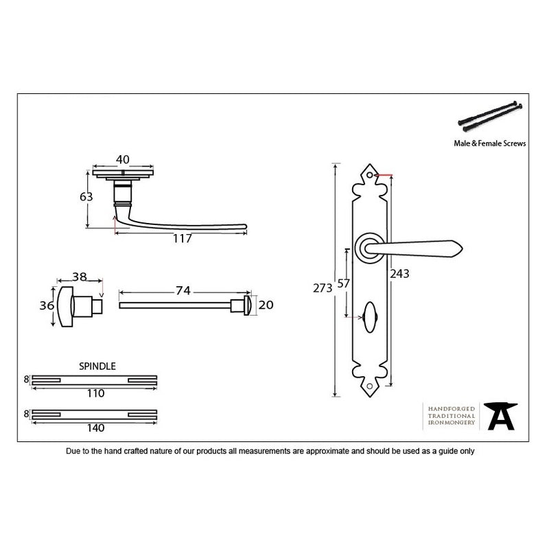 From The Anvil Cromwell Bathroom Handles - Pewter