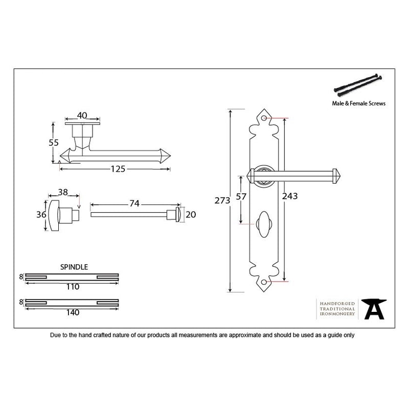 From The Anvil Tudor Bathroom Handles - Black