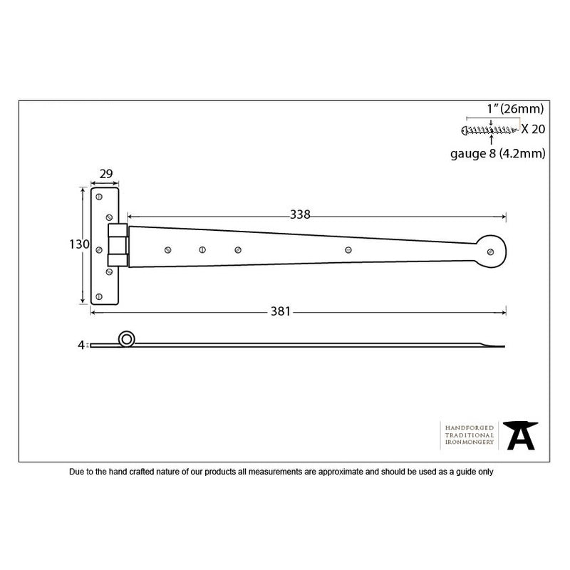 From The Anvil 'T' Shape Hinges (pair) - 15" - Black