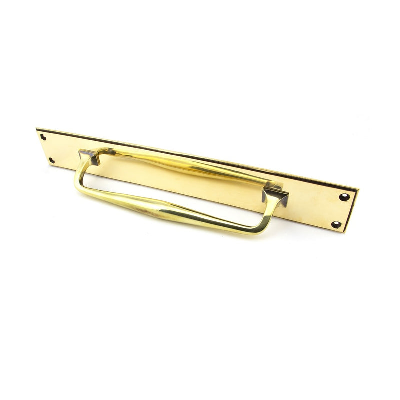 From The Anvil Art Deco Pull Handle On Backplate - 425mm - Aged Brass