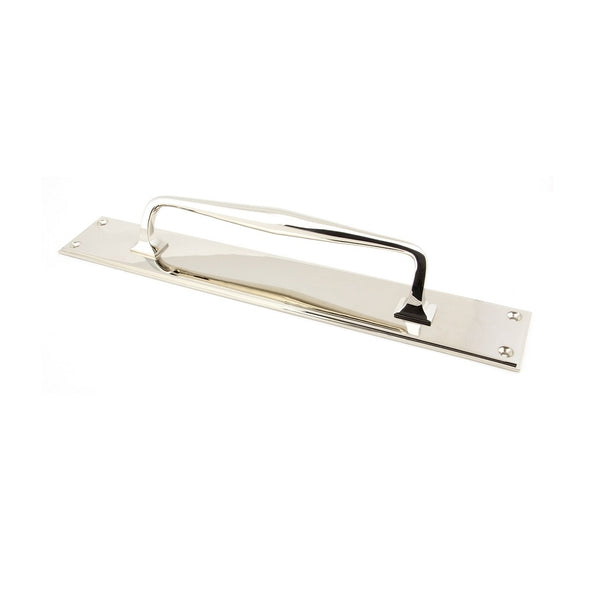 From The Anvil Art Deco Pull Handle On Backplate - 425mm - Polished Nickel