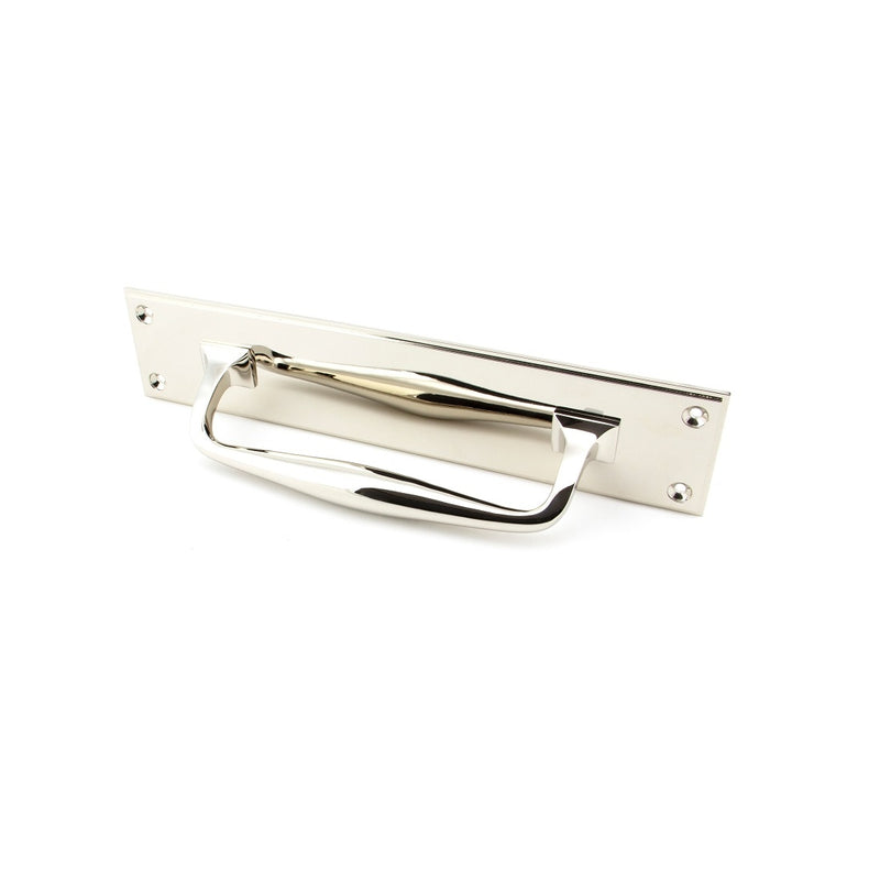 From The Anvil Art Deco Pull Handle On Backplate - 300mm - Polished Nickel