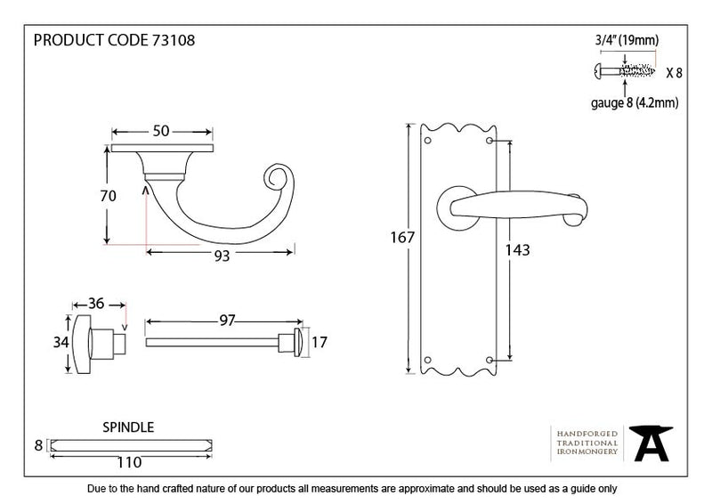 From The Anvil Cottage Bathroom Handles - Black