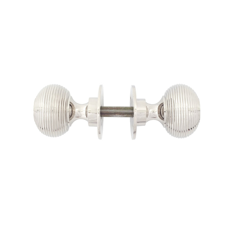 From The Anvil Beehive Knob Handles on Round Rose - Polished Nickel