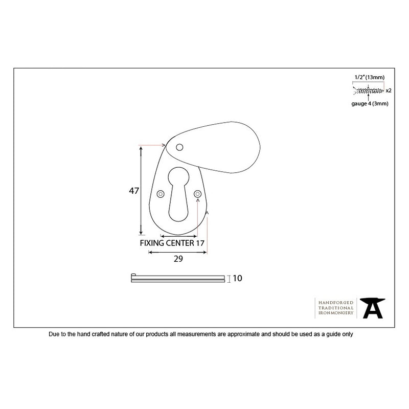 From The Anvil Plain Lever Key Covered Escutcheon - Polished Nickel