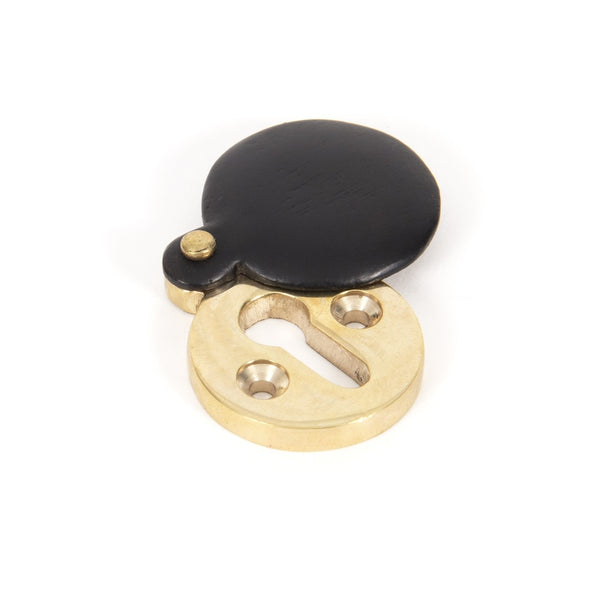 From The Anvil Round Lever Key Covered Escutcheon - Ebony and Polished Brass