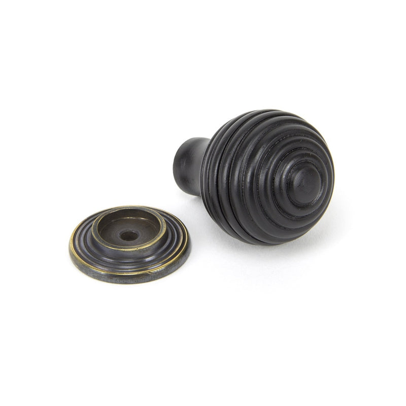 From The Anvil Small Beehive Cabinet Knob - Ebony and Aged Brass