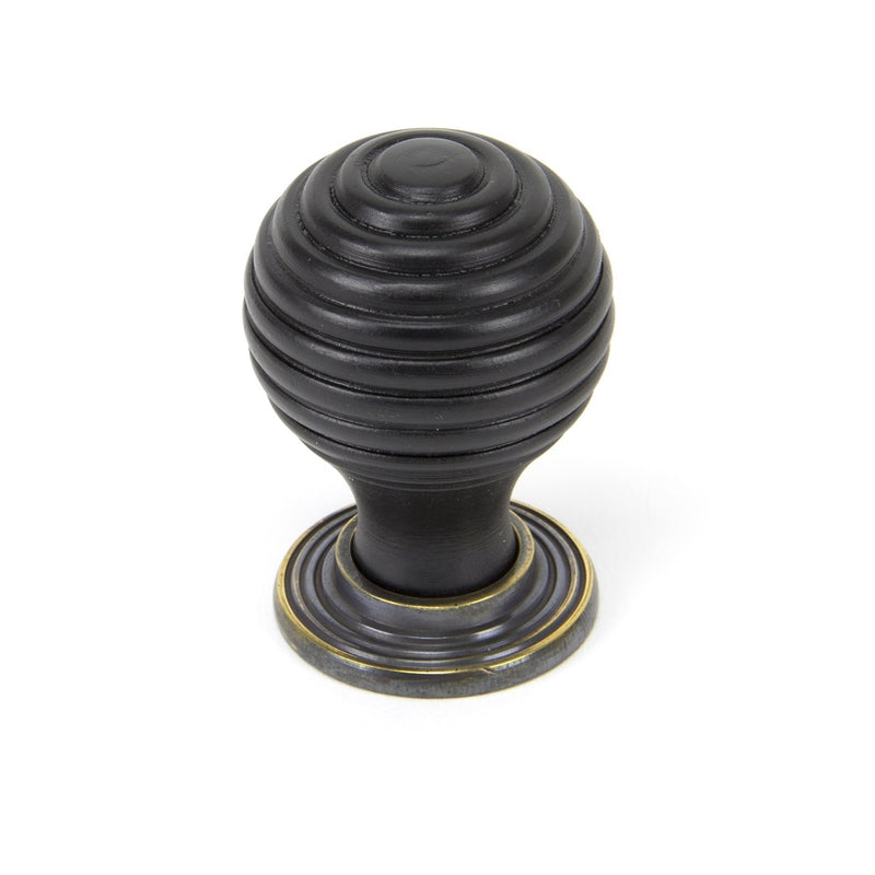 From The Anvil Small Beehive Cabinet Knob - Ebony and Aged Brass