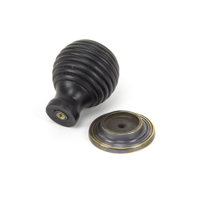 From The Anvil Large Beehive Cabinet Knob - Ebony and Aged Brass