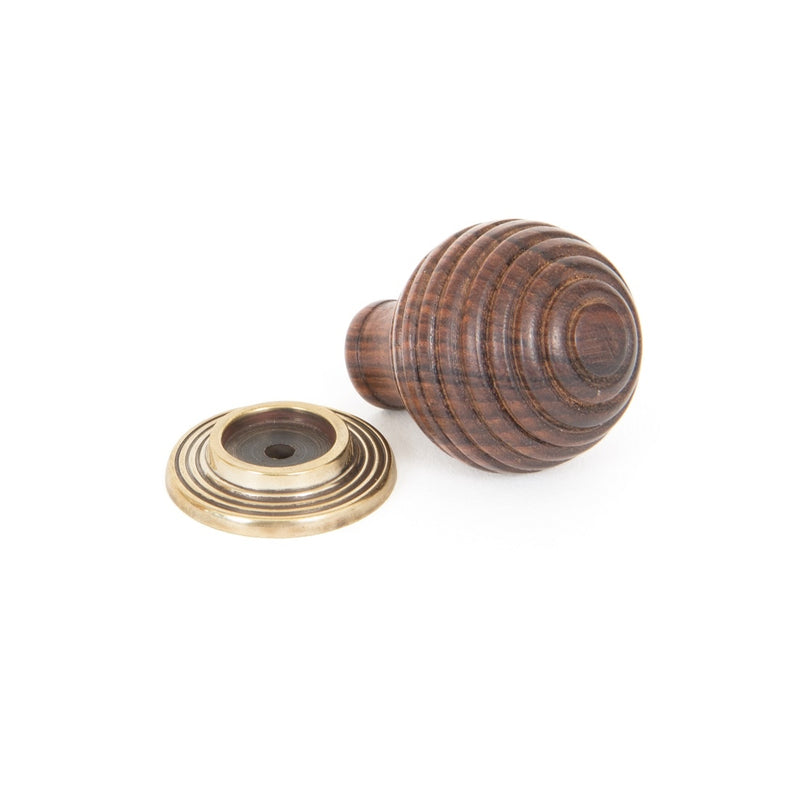 From The Anvil Small Beehive Cabinet Knob - Rosewood and Aged Brass