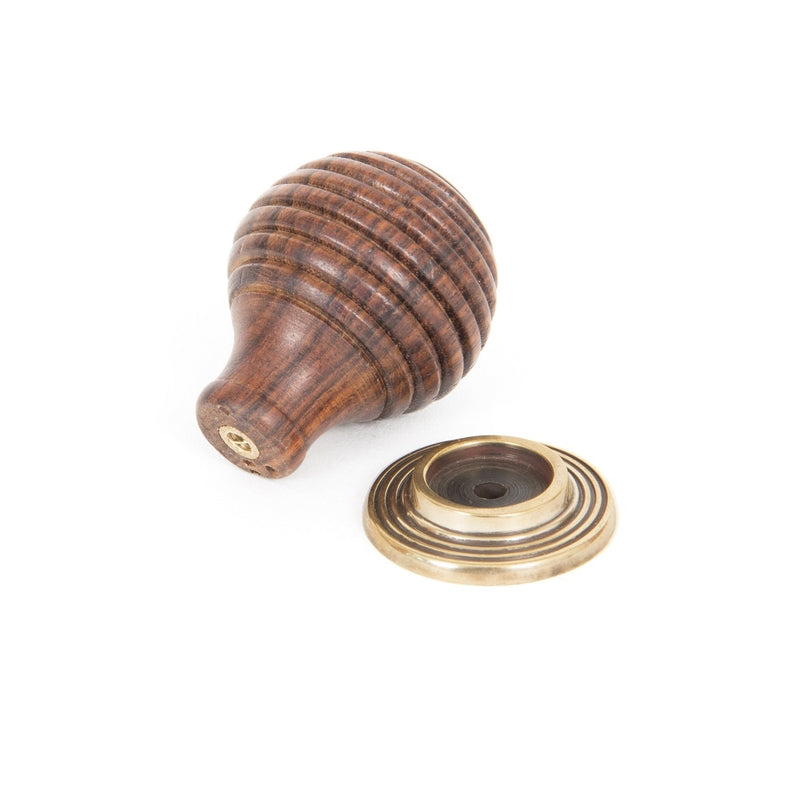 From The Anvil Small Beehive Cabinet Knob - Rosewood and Aged Brass