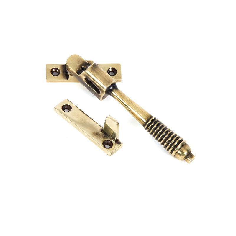 From The Anvil Reeded Night Vent Locking Fastener - Aged Brass