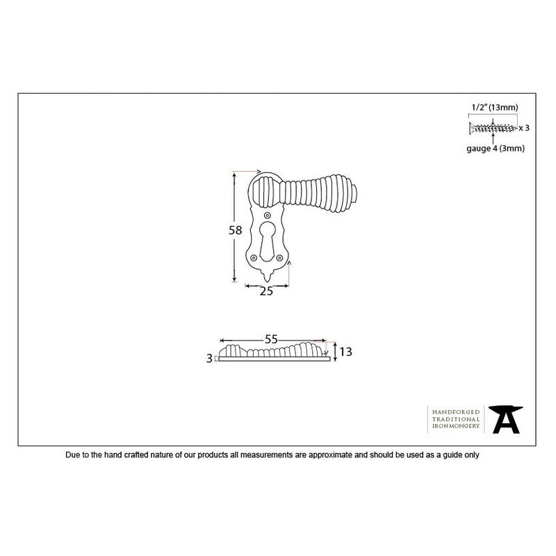 From The Anvil Beehive Lever Key Covered Escutcheon - Natural Smooth