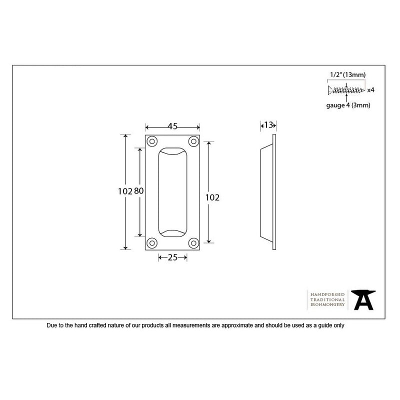 From The Anvil Period Flush Pull Handle - Aged Brass