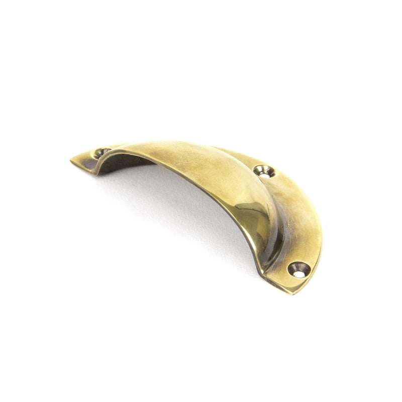 From The Anvil Period Plain Drawer Pull - 4" - Aged Brass