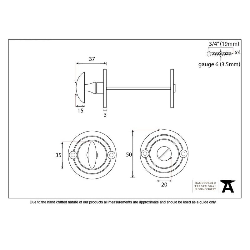 From The Anvil Round Bathroom Thumbturn - Polished Bronze