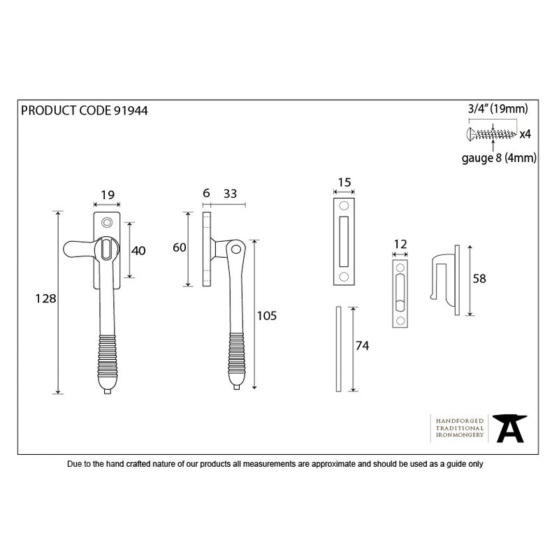 From The Anvil Reeded Locking Fastener - Polished Bronze