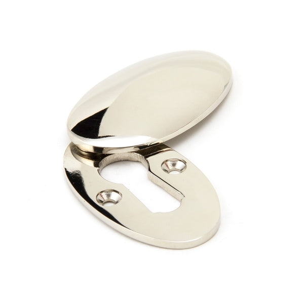 From The Anvil Lever Key Oval Covered Escutcheon - Polished Nickel