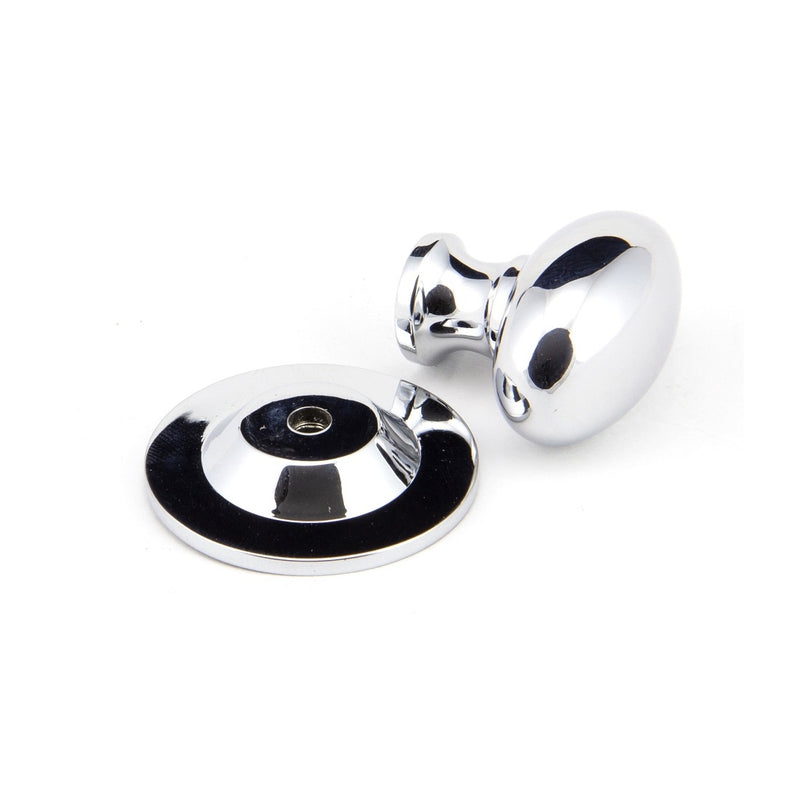 From The Anvil Small Oval Cabinet Knob - Polished Chrome