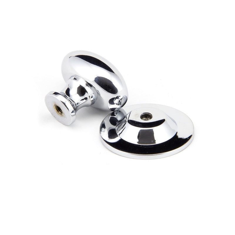 From The Anvil Small Oval Cabinet Knob - Polished Chrome