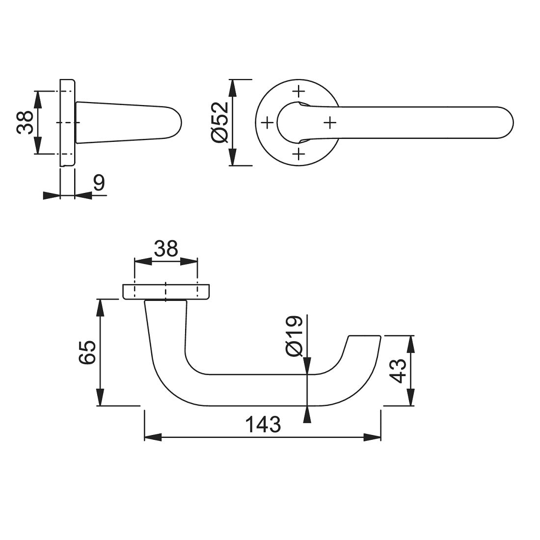 Hoppe Paris 19mmØ Return to Door Lever Handles on Sprung Round Rose - SAA