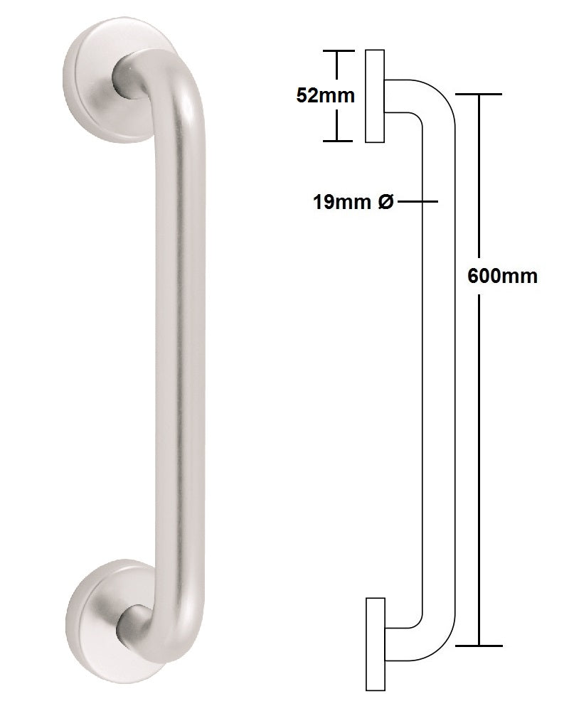 Arrone "D" Concealed Fix Pull Handle 19x600mm - SAA