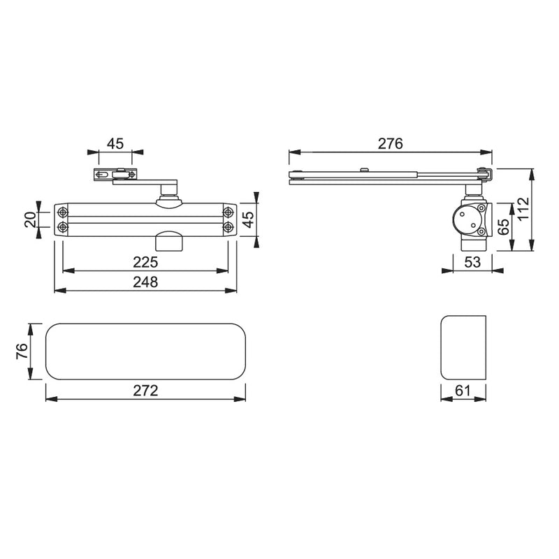 Arrone AR3500 EN2-4 Overhead Door Closer - Designer Cover - Gold