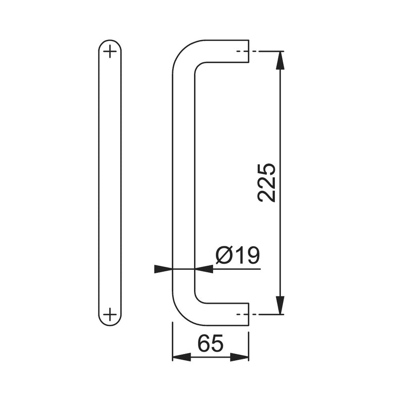 Arrone 19mmØ "D" Bolt Through Fixing Pull Handle 225mm - PVD Brass