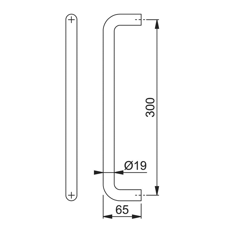 Arrone 19mmØ "D" Bolt Through Fixing Pull Handle 300mm - PVD Brass