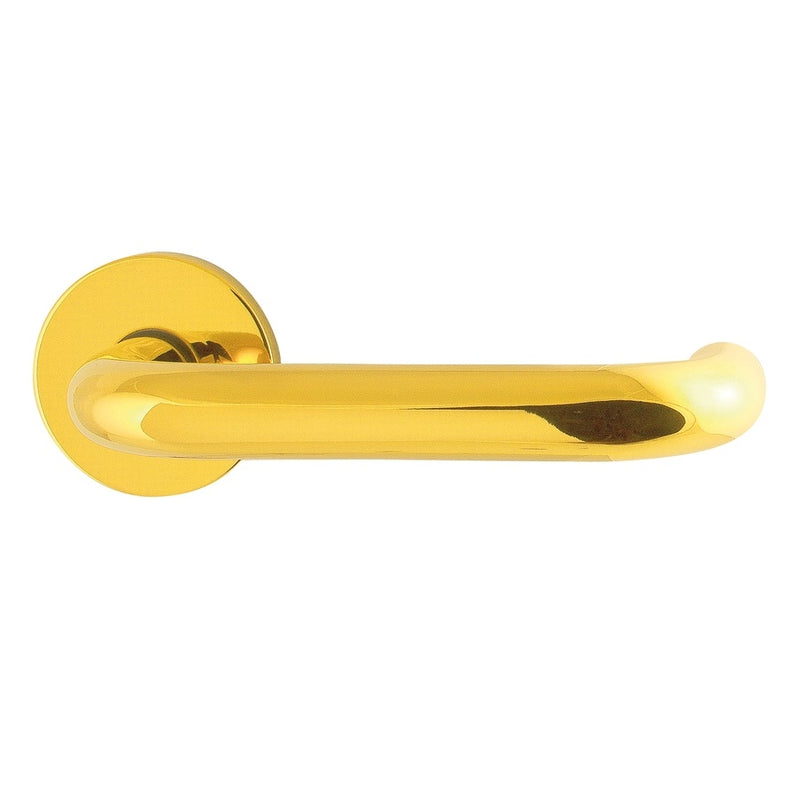 Hoppe Paris 19mmØ Return to Door Lever Handles on Sprung Round Rose - PVD Brass