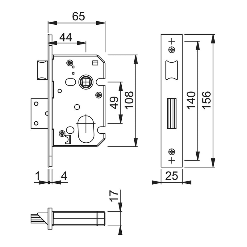 Arrone AR8003 Oval Sashlock - 67mm (2.5") Case - 44mm Backset - Stainless Steel