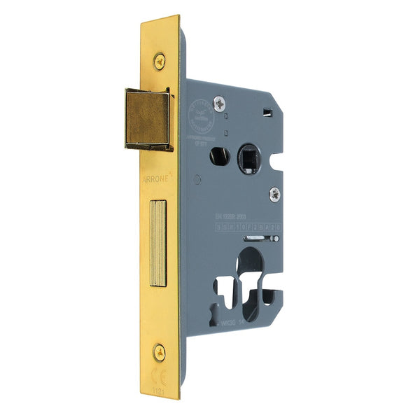 Arrone AR8004 Euro Sashlock - 67mm (2.5") Case - 44mm Backset - Brass