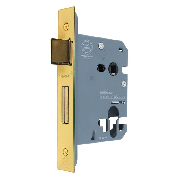 Arrone AR8004 Euro Sashlock - 80mm (3") Case - 57mm Backset - Brass