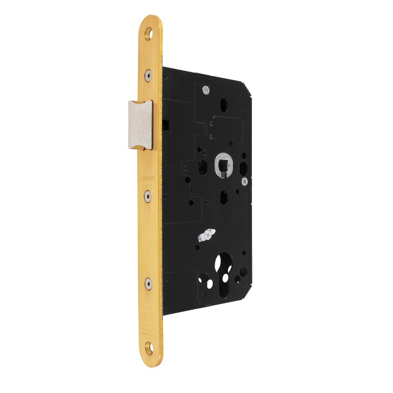 Arrone AR911 DIN Style Mortice Latch with Radius Forend  - 88mm Case - 60mm Backset - PB