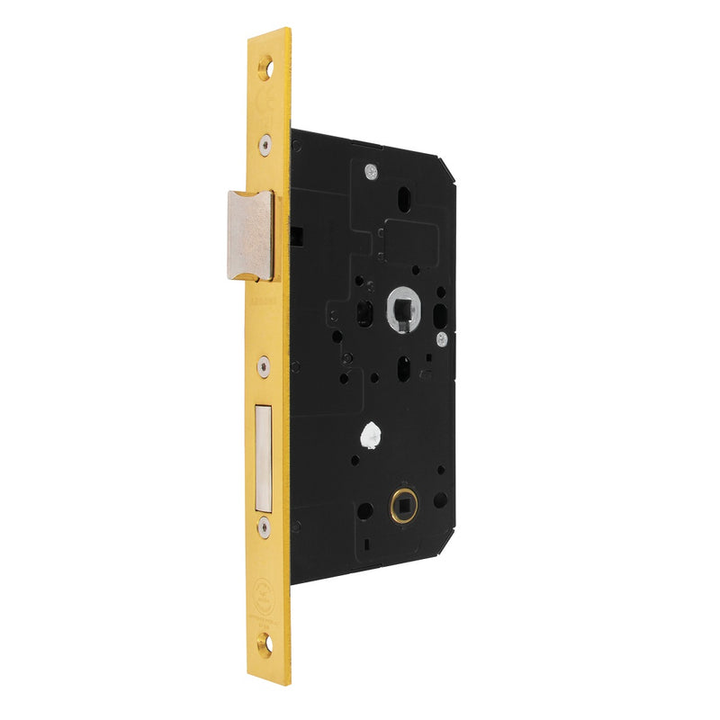 Arrone AR913 DIN Style Bathroom Lock with Square Forend - 88mm Case - 60mm Backset - PB