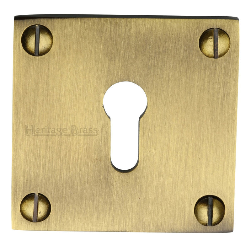 M.Marcus Bauhaus Square Lever Key Escutcheon - Antique Brass