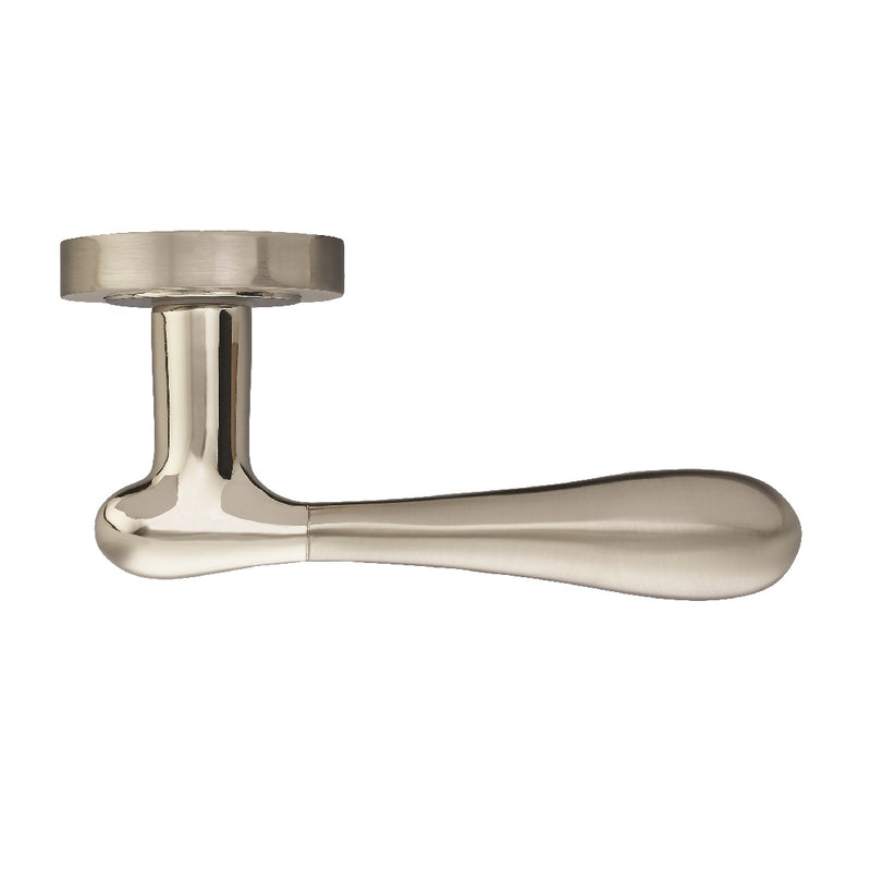 Fortessa Maya Lever Handles on Round Rose - Satin & Polished Nickel Dual Finish