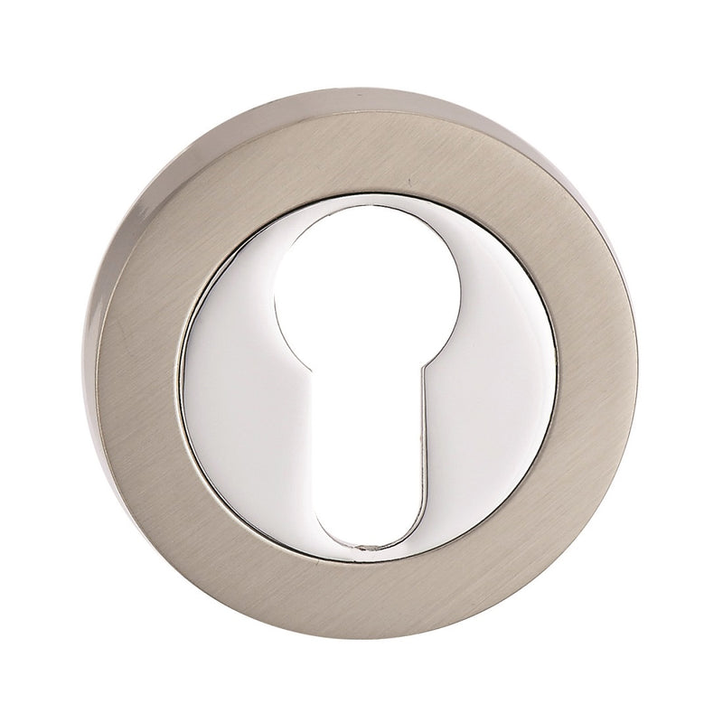 Fortessa Euro Profile Round Escutcheon (pair) - Satin Nickel & Polished Chrome Dual Finish